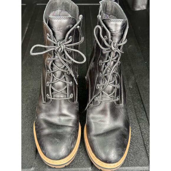 Timberland Black Lace up platform heel boots Sz 6.5 - Picture 3 of 7